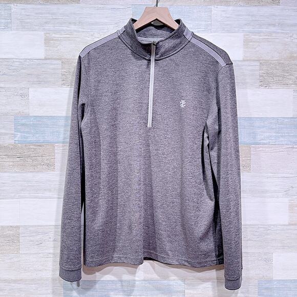 IZOD Golf 1/4 Zip Performance Mesh Pullover Heather Gray Mock Neck Mens Medium - Picture 1 of 7
